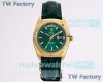 TW Factory Replica Rolex Day-Date 36MM Fluted Bezel Yellow Gold Case Watch 